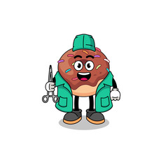 Illustration of donuts mascot as a surgeon