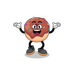 donuts cartoon searching with happy gesture