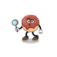 Mascot of donuts searching