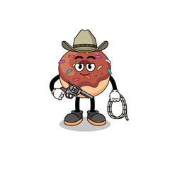 Character mascot of donuts as a cowboy