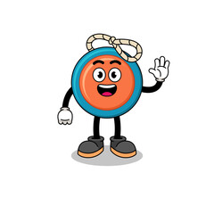 yoyo cartoon doing wave hand gesture