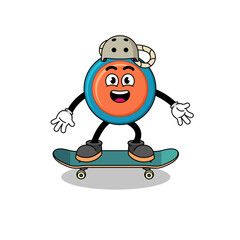 yoyo mascot playing a skateboard