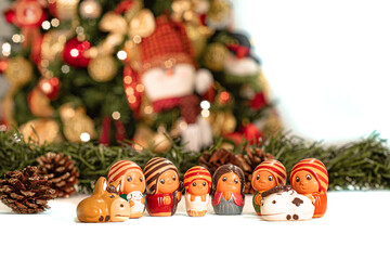 Escenas de navidad con mini pesebres hechos a mano con materiales reciclados. Animales hechos de...