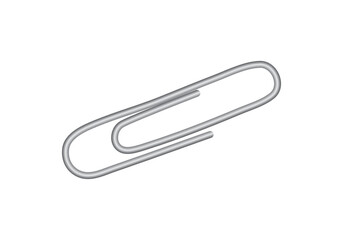 Paper clip vector isolated on white. Metal clip or page holder icon.