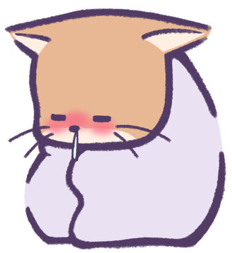 recommend clip art: 風邪を引いて毛布にくるまるきつね