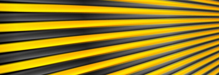 Contrast black and yellow glossy stripes abstract background. Vector banner design