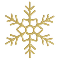 3D Rendering Gold Snowflake. PNG Transparent Background.