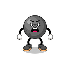 cannon ball cartoon illustration with angry expression