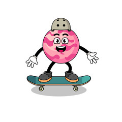 ice cream scoop mascot playing a skateboard
