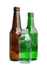 Glass bottle isolated on white background.