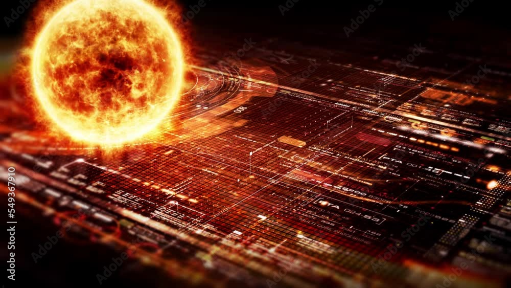 Poster Futuristic digitally generated holographic Sun for head up display and user interface design background