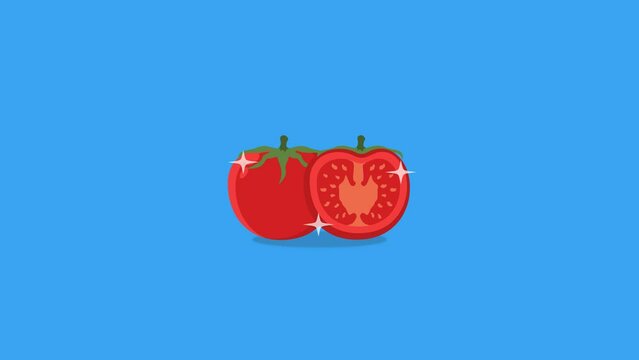 Tomato Fruits Cartoon 2D Motion Animation with Blue Screen