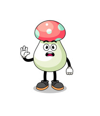 mushroom cartoon illustration doing stop hand