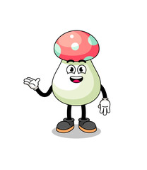 mushroom cartoon with welcome pose