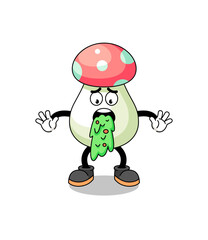 mushroom mascot cartoon vomiting