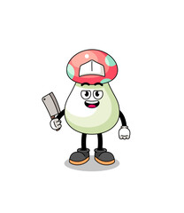 Mascot of mushroom as a butcher