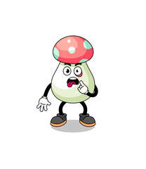 Character Illustration of mushroom with tongue sticking out