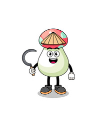 Illustration of mushroom as an asian farmer