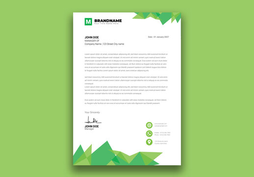 Green Color Letterhead Template