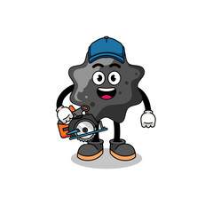 Cartoon Illustration of ink as a woodworker
