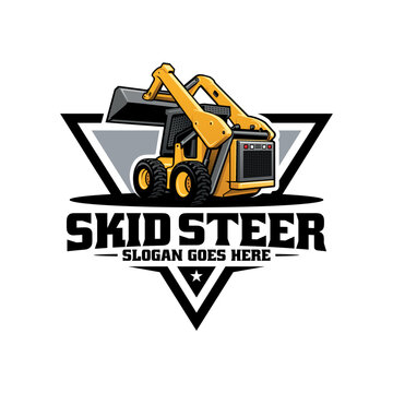 skid steer heavy equipment illustration logo vector