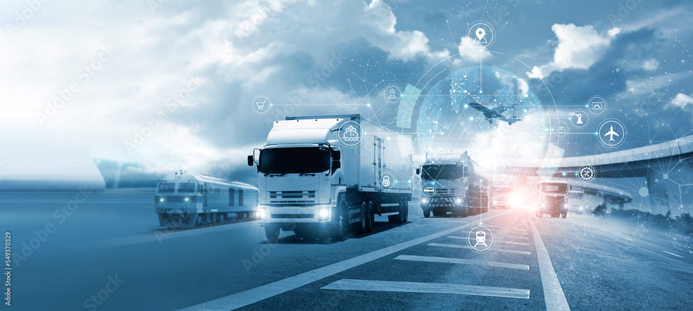 Aufkleber logistics and transportation, integrated warehousing and transportation operation service. network d