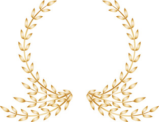 金色に輝く月桂樹の輪フレームのイラスト