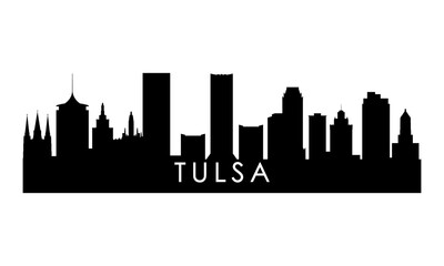 Tulsa skyline silhouette. Black Tulsa city design isolated on white background.
