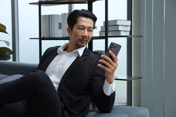 Business people relax meeting in office by using laptop computer and discussion or brainstorming