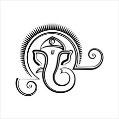 Ganesha The Lord Of Wisdom Calligraphic Style M_2211003