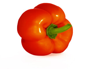 red bell pepper on a white background. Red isolated pepper