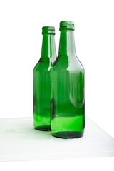 Glass bottle isolated on white background.