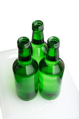 Glass bottle isolated on white background.