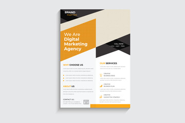 corporate flyer design template, multipole purpose flyer, with standard black & yellow color .eps