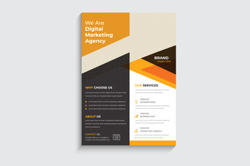 corporate flyer design template, multipole purpose flyer, with standard black & yellow color .eps