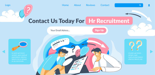 Fototapeta na wymiar Contact us today, HR recruitment agency website