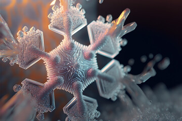 Closeup crystal snowflake wallpaper background for Winter season , Christmas, New Year
