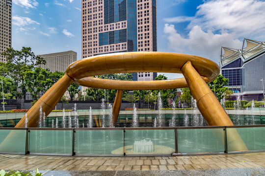 Southeast Asia, Singapore, November, 2022: Suntec city and Fountain of Wealth at Singapore. Fountain of Wealth is a popular attraction in Suntec City
