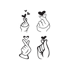 mini i love you hand ,korean heart finger i love you sign icon vector line art illustration sticker design social media