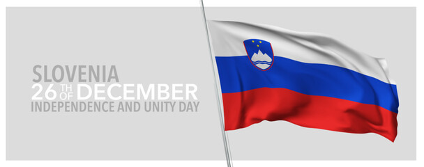Slovenia happy independence day greeting card, banner with template text vector illustration