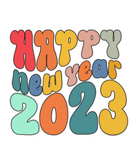 New Year 2023 SVG PNG Bundle, Retro New Year Svg, New Year Svg,