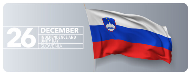 Slovenia happy independence day greeting card, banner vector illustration