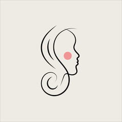 Beauty salon logo, line profile of girl