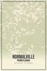 Retro US city map of Normalville, Pennsylvania. Vintage street map.