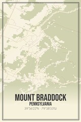 Retro US city map of Mount Braddock, Pennsylvania. Vintage street map.