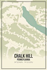 Retro US city map of Chalk Hill, Pennsylvania. Vintage street map.