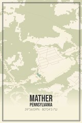Obraz premium Retro US city map of Mather, Pennsylvania. Vintage street map.