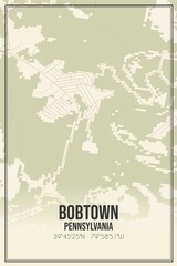 Retro US city map of Bobtown, Pennsylvania. Vintage street map.