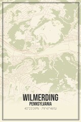 Fototapeta premium Retro US city map of Wilmerding, Pennsylvania. Vintage street map.