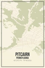 Obraz premium Retro US city map of Pitcairn, Pennsylvania. Vintage street map.